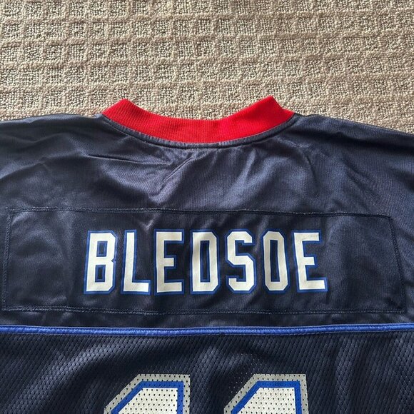 Vintage 90s Drew Bledsoe Navy Reebok Jersey Football Mens L Patriots Bills NWOT - Picture 12 of 15